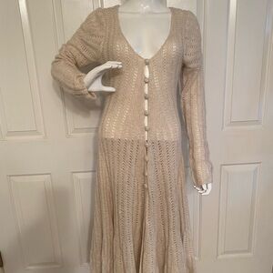 Free People White Stone Long Knit Cardigan sweater NWT size L